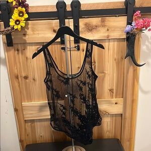 Love Stitch Black Sheer Floral Layering Piece